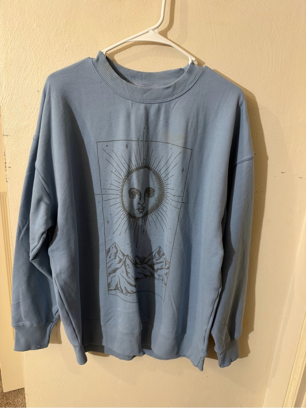 American Eagle Outfitters Light Blue Celestial Graphic Crewneck